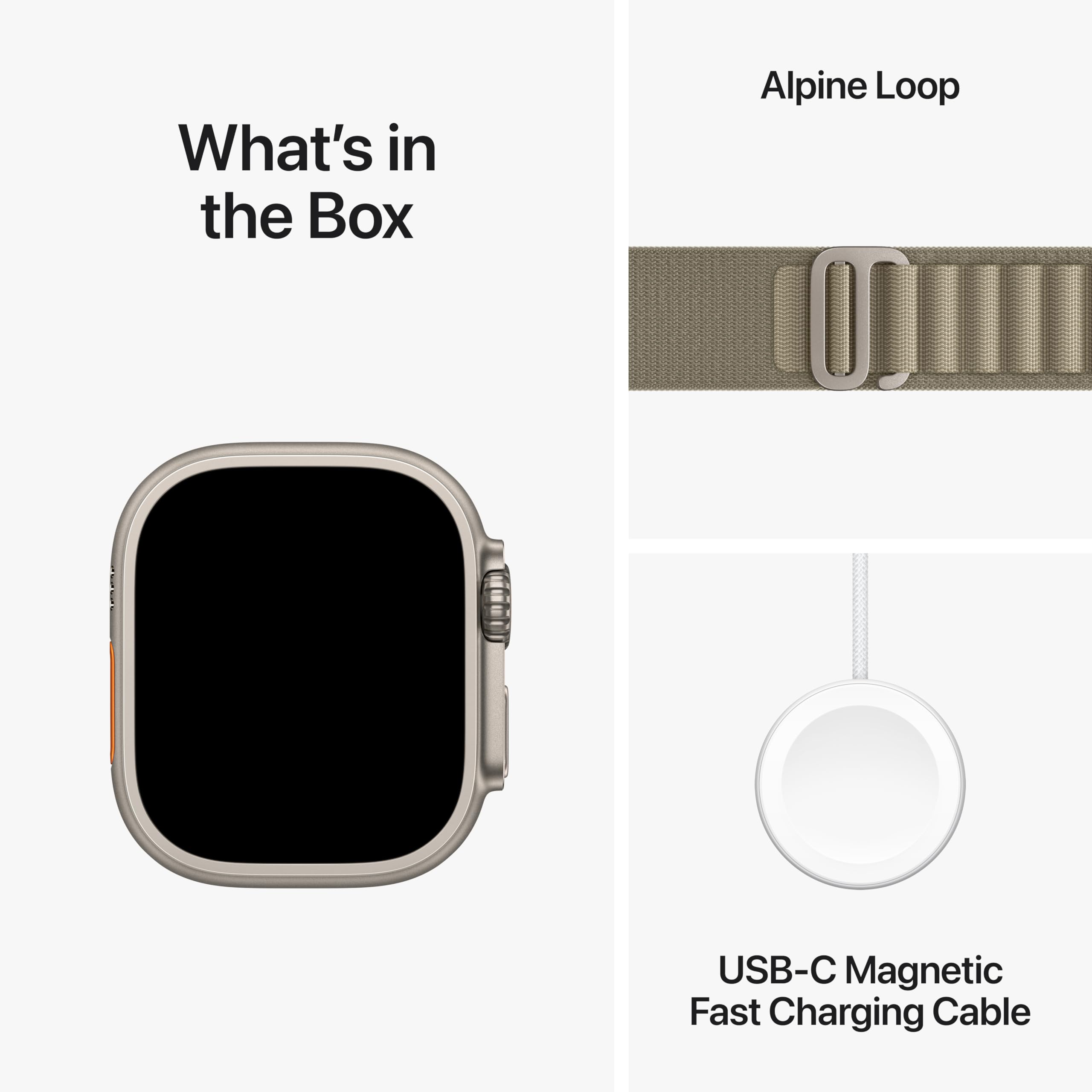 Apple Watch Ultra 2 (GPS + Cellular) 49mm Titanium Case with Olive Alpine Loop - Large - MRF03LL/A