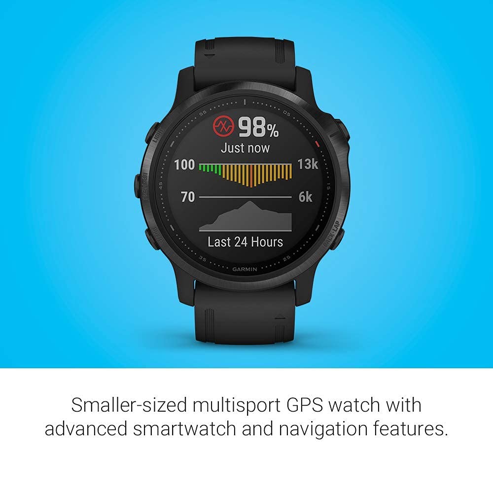 Garmin f?nix 6S Pro Smartwatch 42mm Black with Black Silicone Band - 010-02159-13