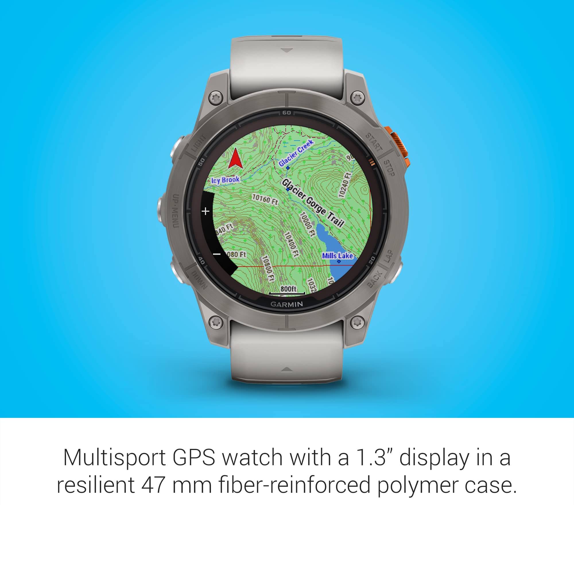 Garmin - fenix 7 Pro Sapphire Solar GPS Smartwatch 47 mm Fiber-reinforced polymer - Fog Gray/Ember Orange/Titanium - 010-02777-20