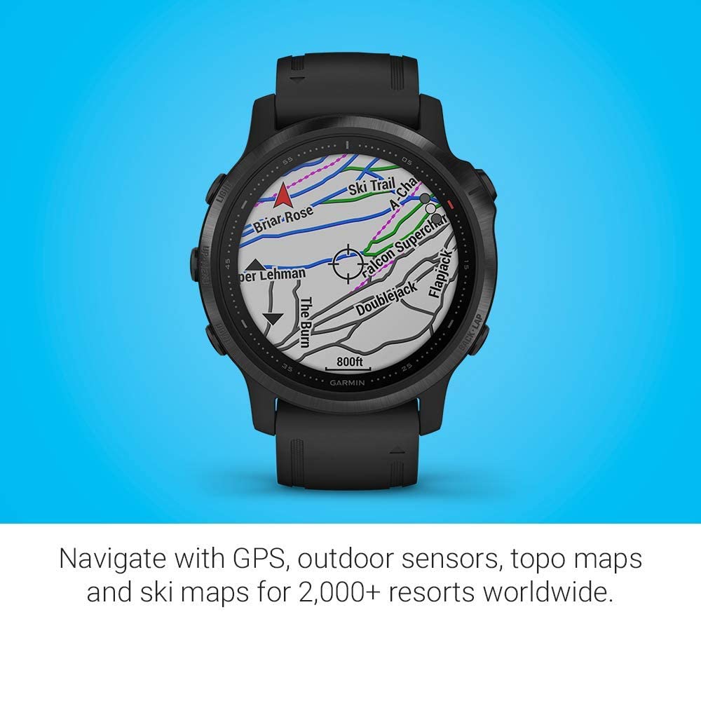 Garmin f?nix 6S Pro Smartwatch 42mm Black with Black Silicone Band - 010-02159-13