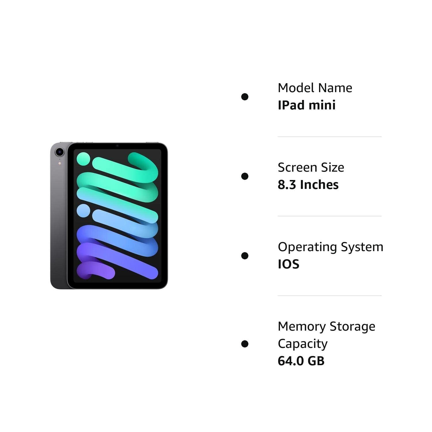 2021 Apple iPad Mini 6th Gen (8.3 inch, Wi-Fi, 64GB) ? Space Gray ? MK7M3LL/A