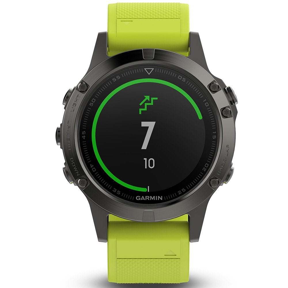 Garmin f?nix 5, Premium and Rugged Multisport GPS Smartwatch, Slate Gray W/ Yellow Band - 010-01688-02