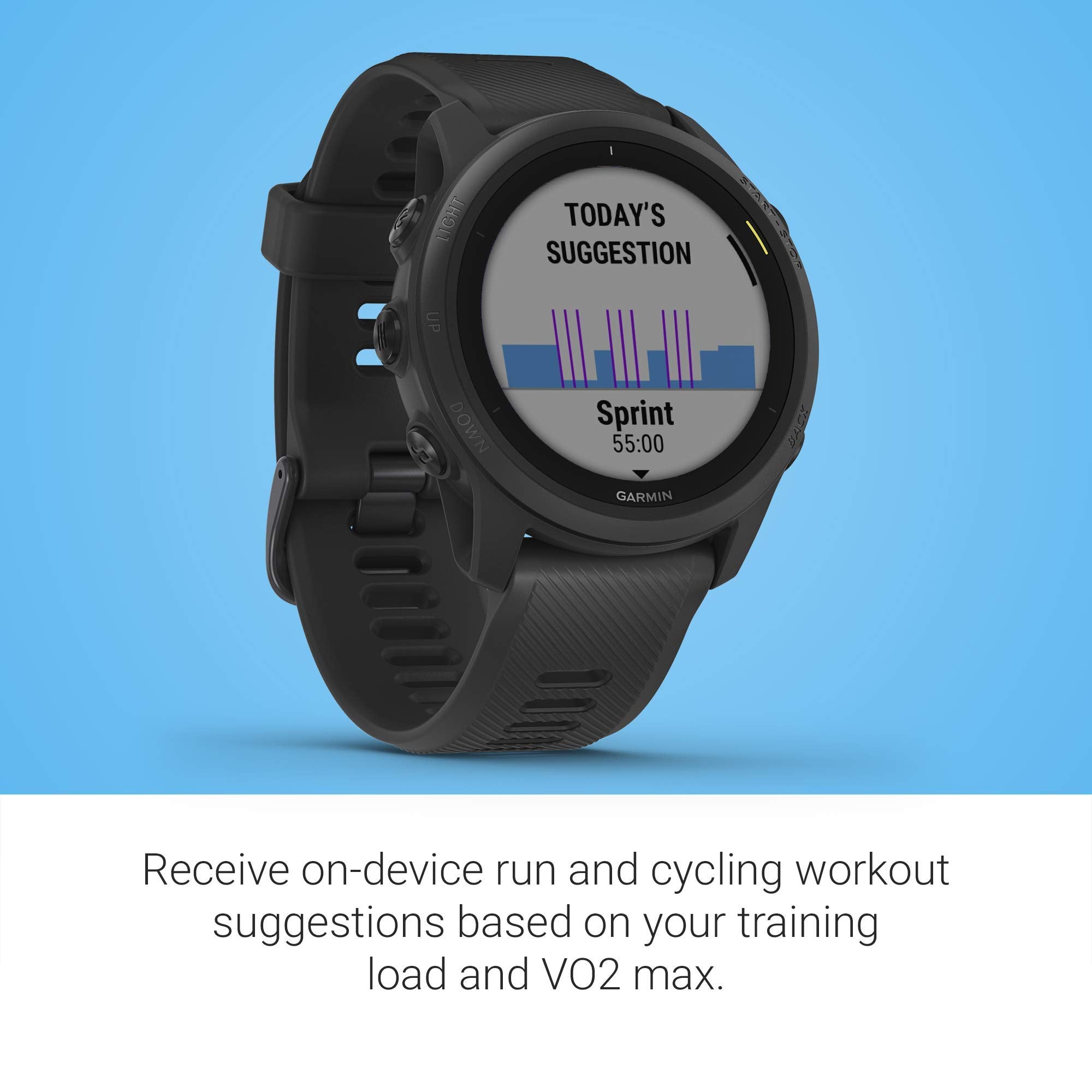 Garmin - Forerunner 745 GPS Smartwatch 30mm Fiber-Reinforced Polymer - Black - 010-02445-00