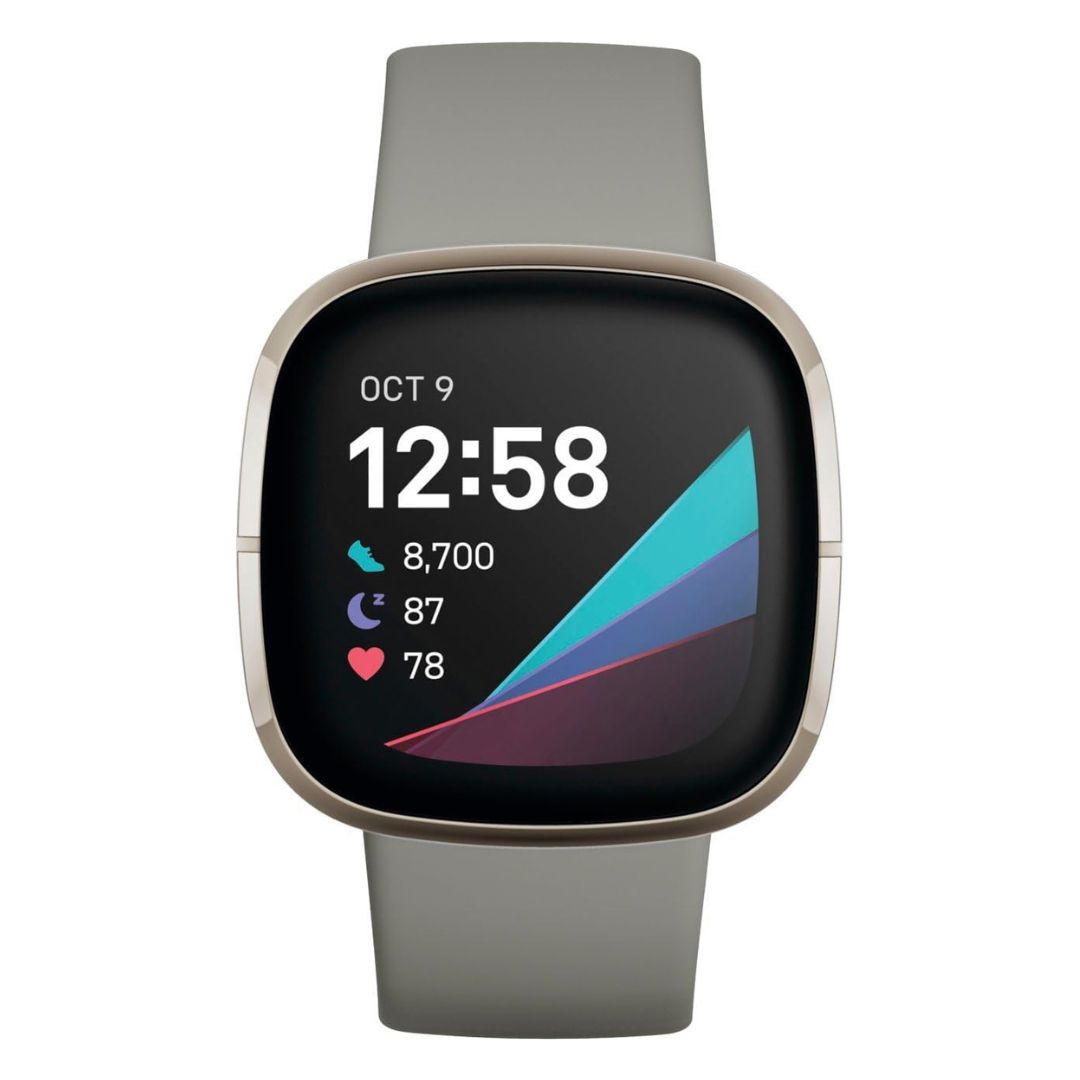 Fitbit Sense ? Advanced Health Smartwatch ? Silver with Sage Grey Band ? FB512SRSG