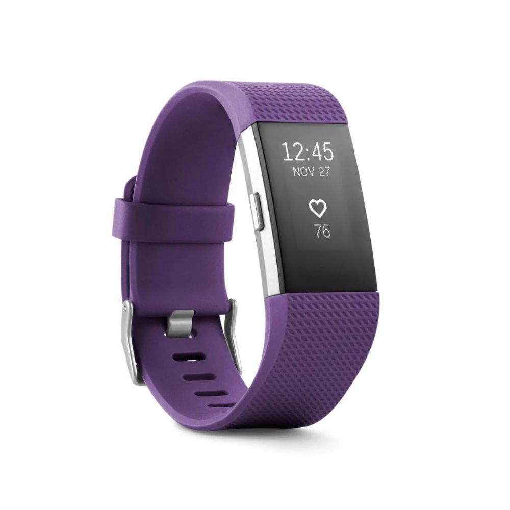Fitbit Charge 2 HR + Fitness Wristband Watch - Large - Plum - FB407SPML