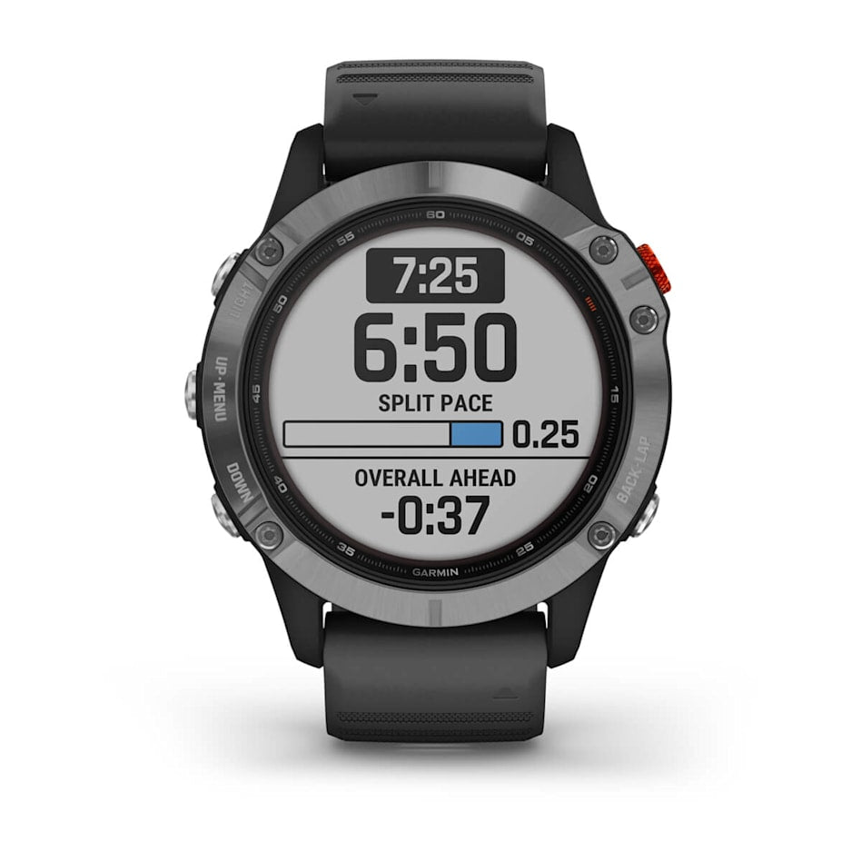 Garmin Fenix 6 Solar 47mm Smart Watch - Silver with Black Band - 010-02410-00