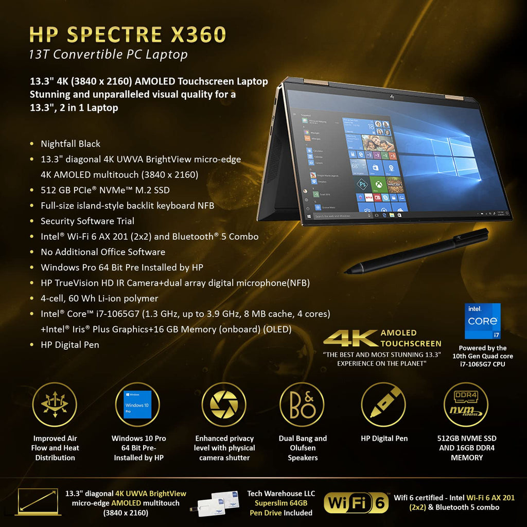 HP Spectre x360 - 2-in-1 UHD Touch - i7-1065G7 - 16GB RAM - 512GB SSD - Blue