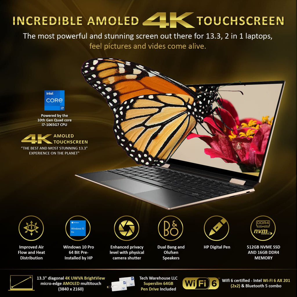 HP Spectre x360 - 2-in-1 UHD Touch - i7-1065G7 - 16GB RAM - 512GB SSD - Blue