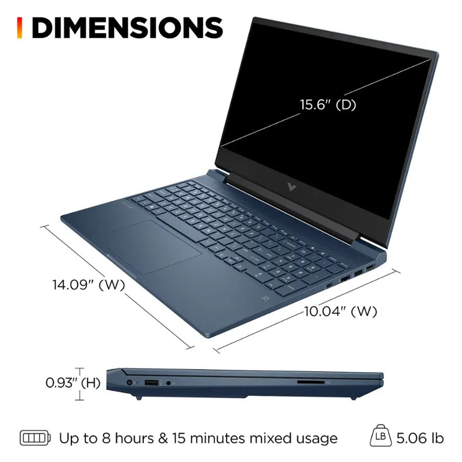 HP Victus 15.6" FHD 144Hz Gaming Laptop - Intel Core i5-12450H - 32GB RAM - RTX 3050 - 512GB SSD - Performance Blue - 15-fa0033dx
