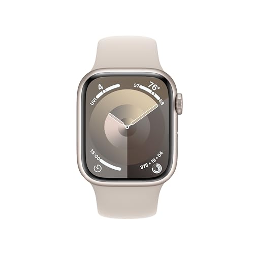 Apple Watch Series 9 (GPS+Cellular) 41mm Aluminum Case w/ Starlight Sport Band (S/M) - MRHN3LW/A