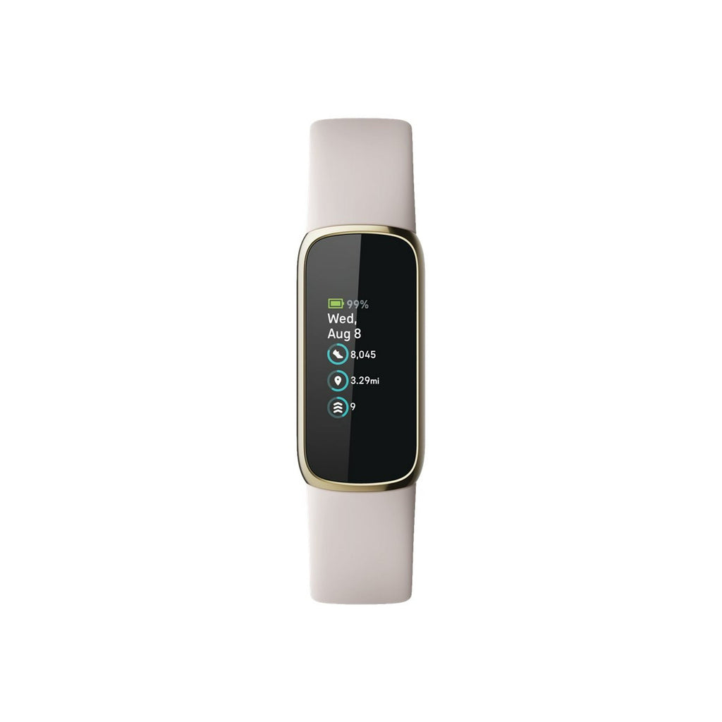 Fitbit Luxe Fitness & Wellness Tracker ? Soft Gold Case with White Band ? FB422GLWT
