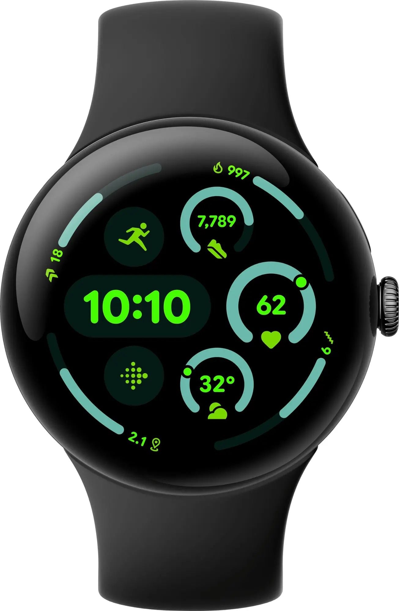 Google Pixel Watch 3 45mm LTE Matte Black Aluminum Case w/ Obsidian Active Band - GA05773-US
