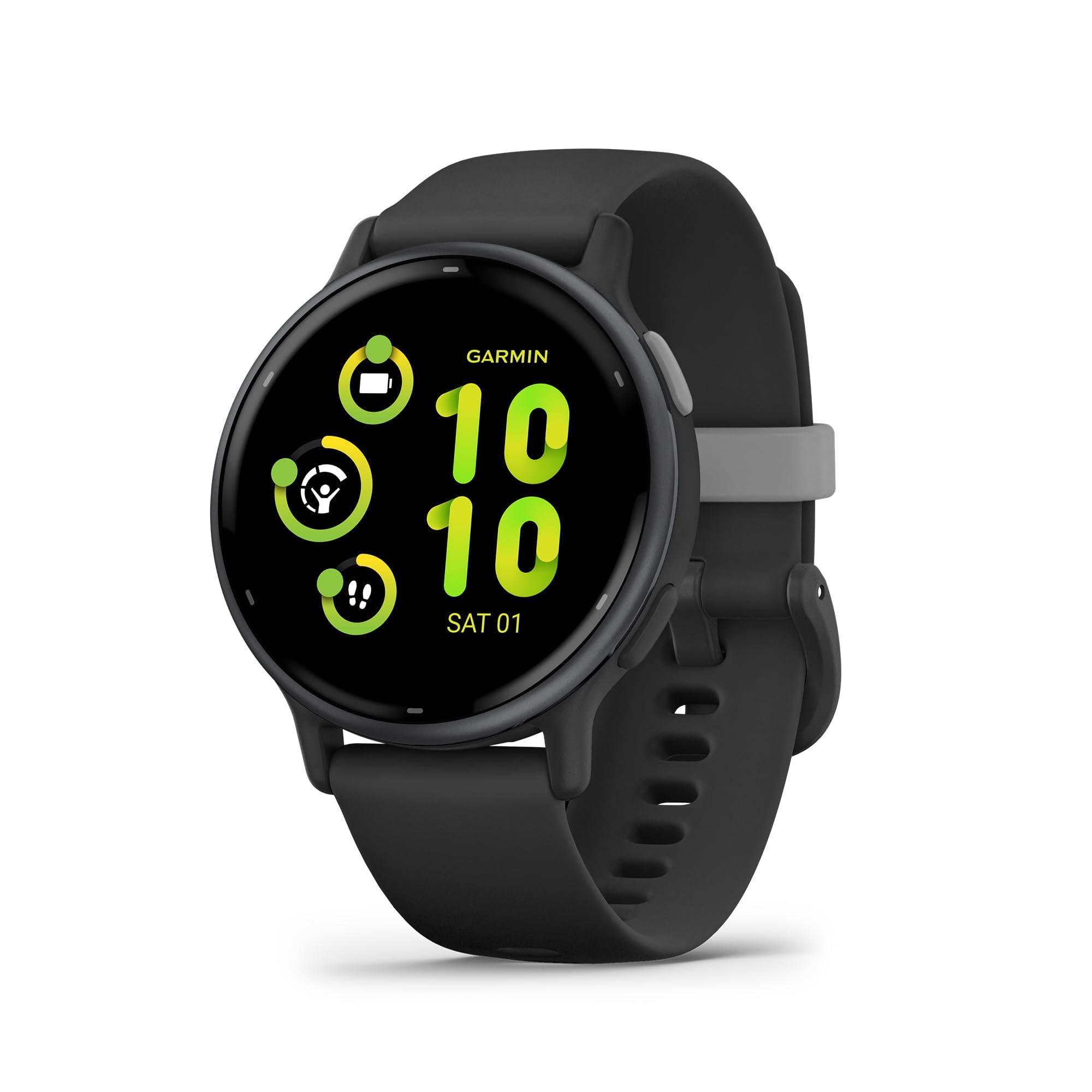 Garmin Vivoactive 5 42mm Slate Aluminum Bezel with Black Case and Black Silicone Band - 010-02862-10