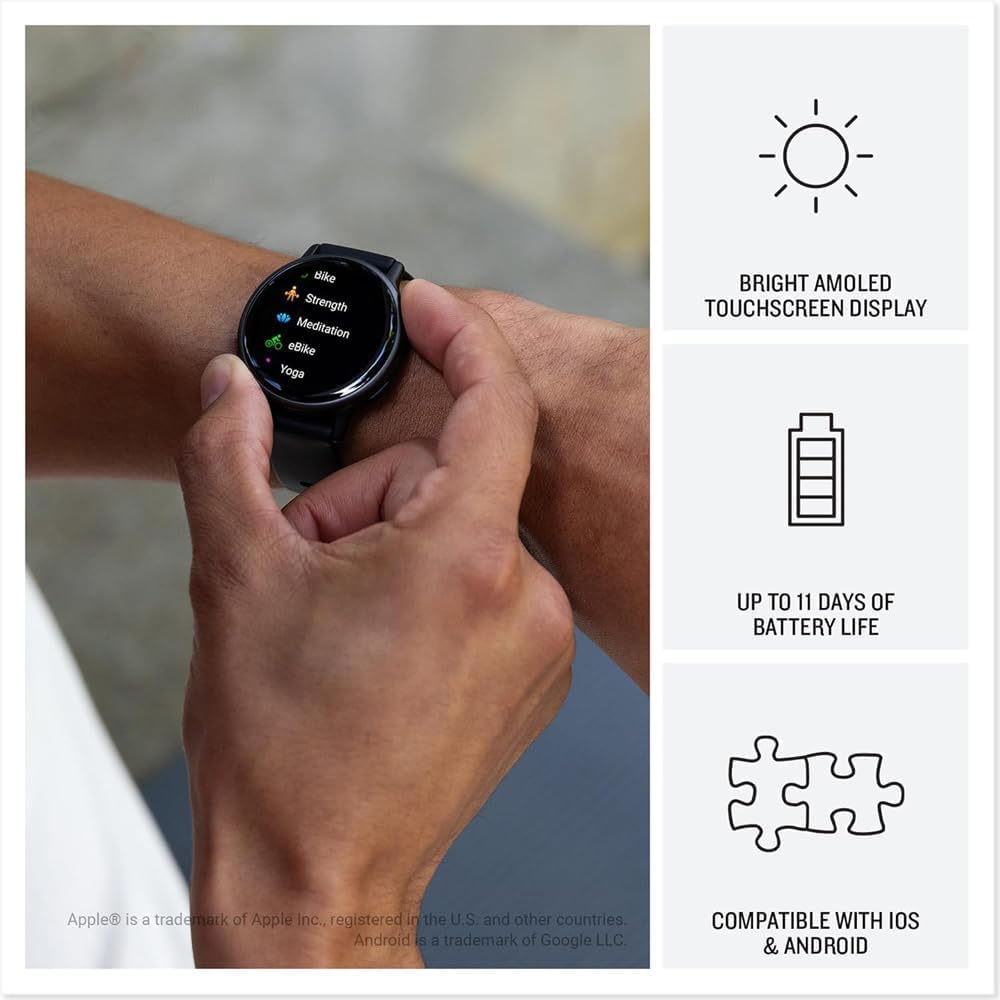 Garmin Vivoactive 5 42mm Slate Aluminum Bezel with Black Case and Black Silicone Band - 010-02862-10