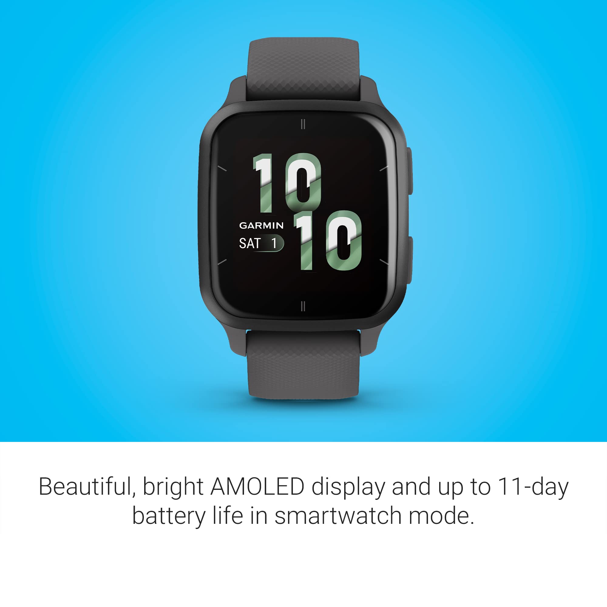 Garmin Venu Sq 2 GPS 40mm Slate Aluminum with Shadow Gray Case w/ Gray Silicone Band - 010-02701-00