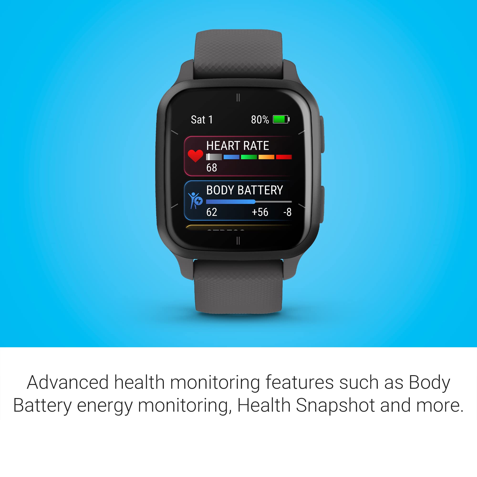 Garmin Venu Sq 2 GPS 40mm Slate Aluminum with Shadow Gray Case w/ Gray Silicone Band - 010-02701-00