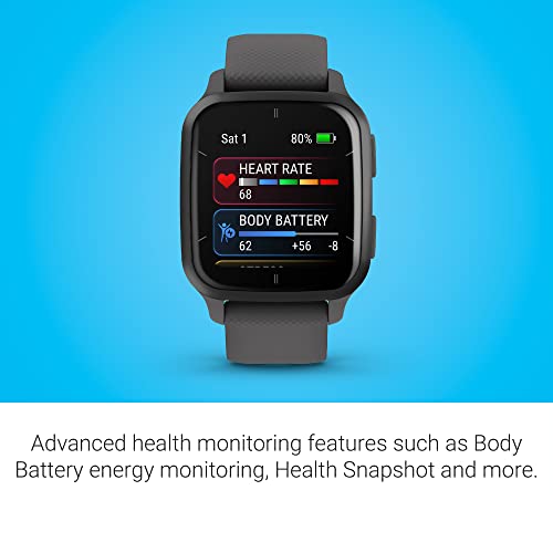 Garmin Venu Sq 2 GPS 40mm Slate Aluminum with Shadow Gray Case w/ Gray Silicone Band - 010-02701-00