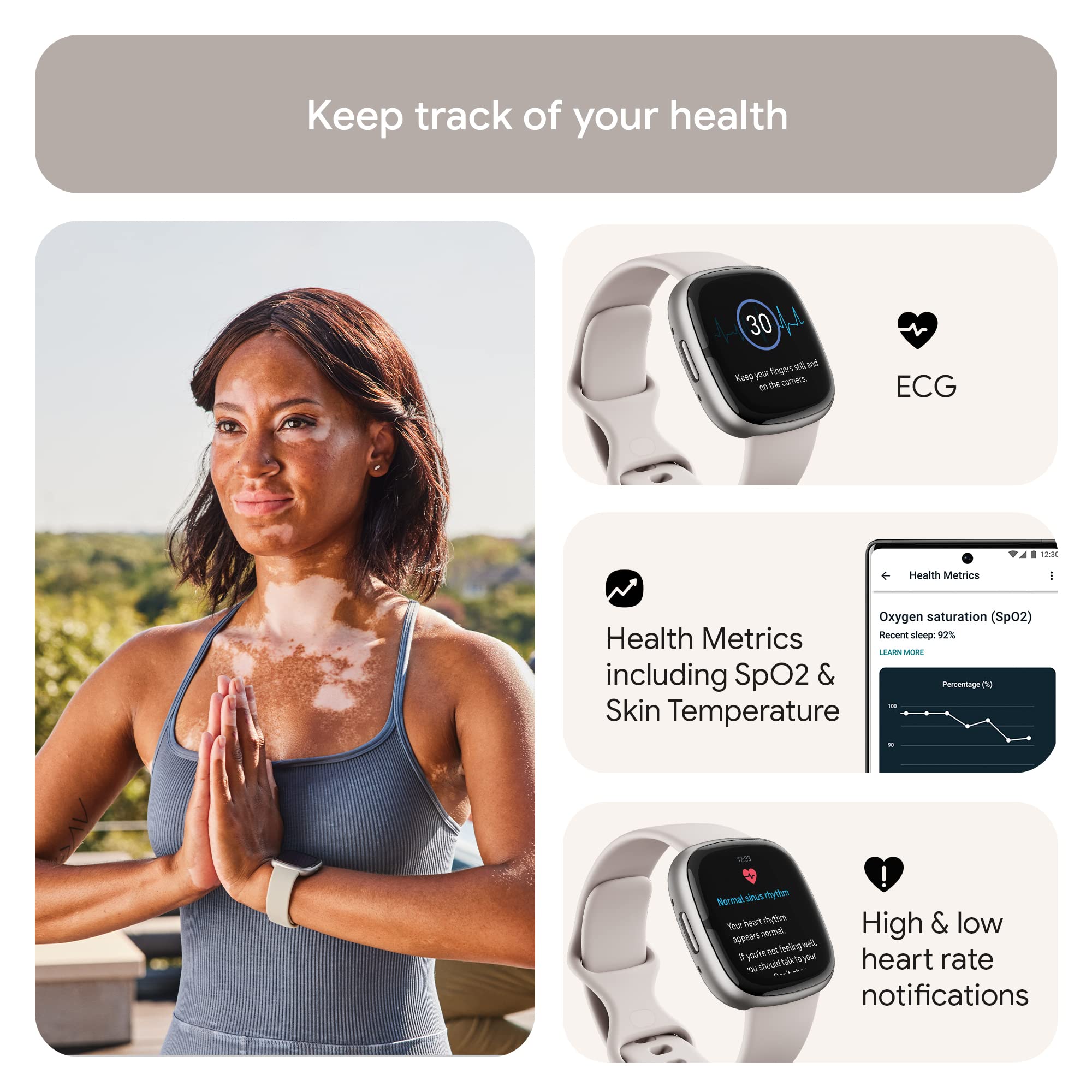 Fitbit - Sense 2 Advanced Health Smartwatch - Platinum - FB521SRWT-US
