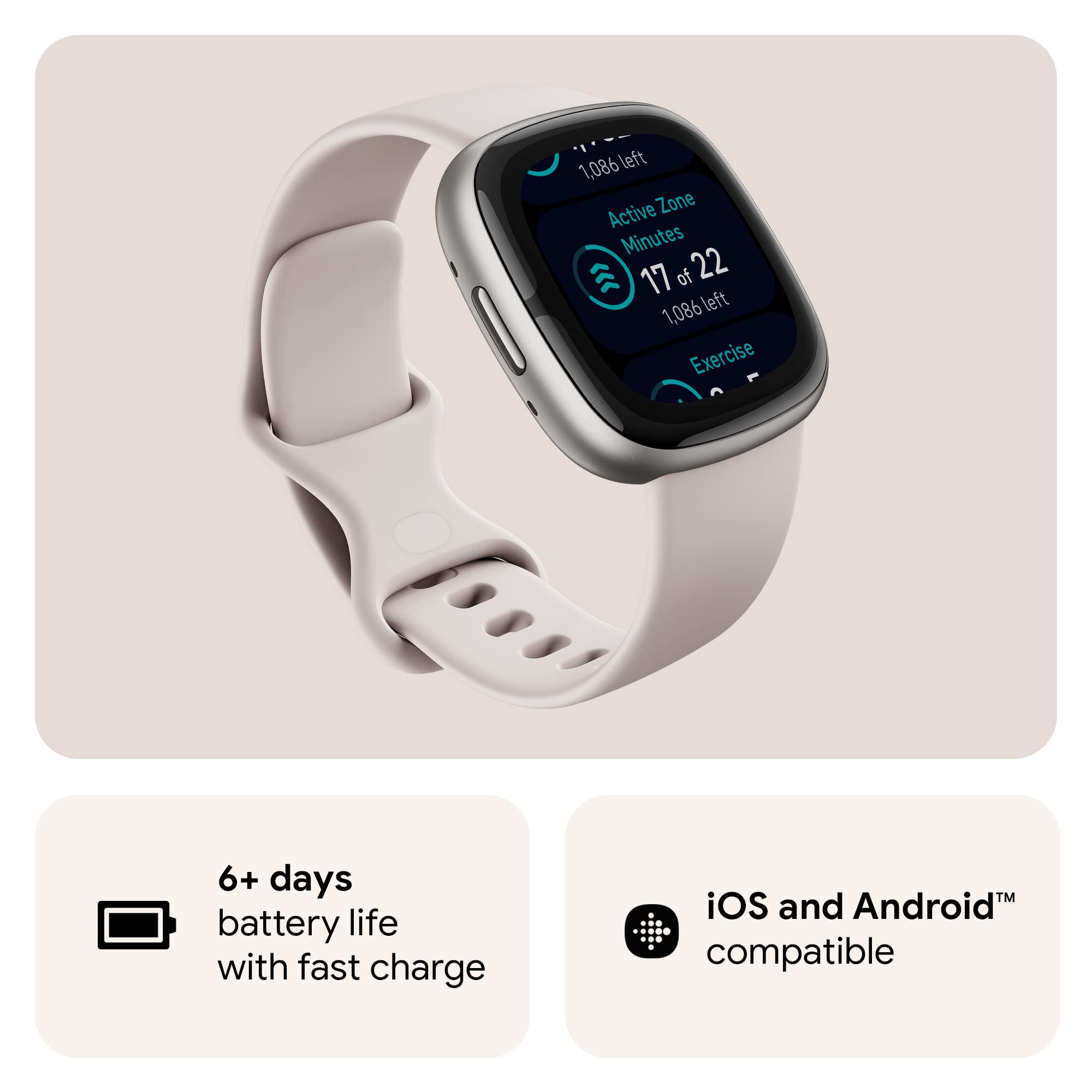 Fitbit - Sense 2 Advanced Health Smartwatch - Platinum - FB521SRWT-US