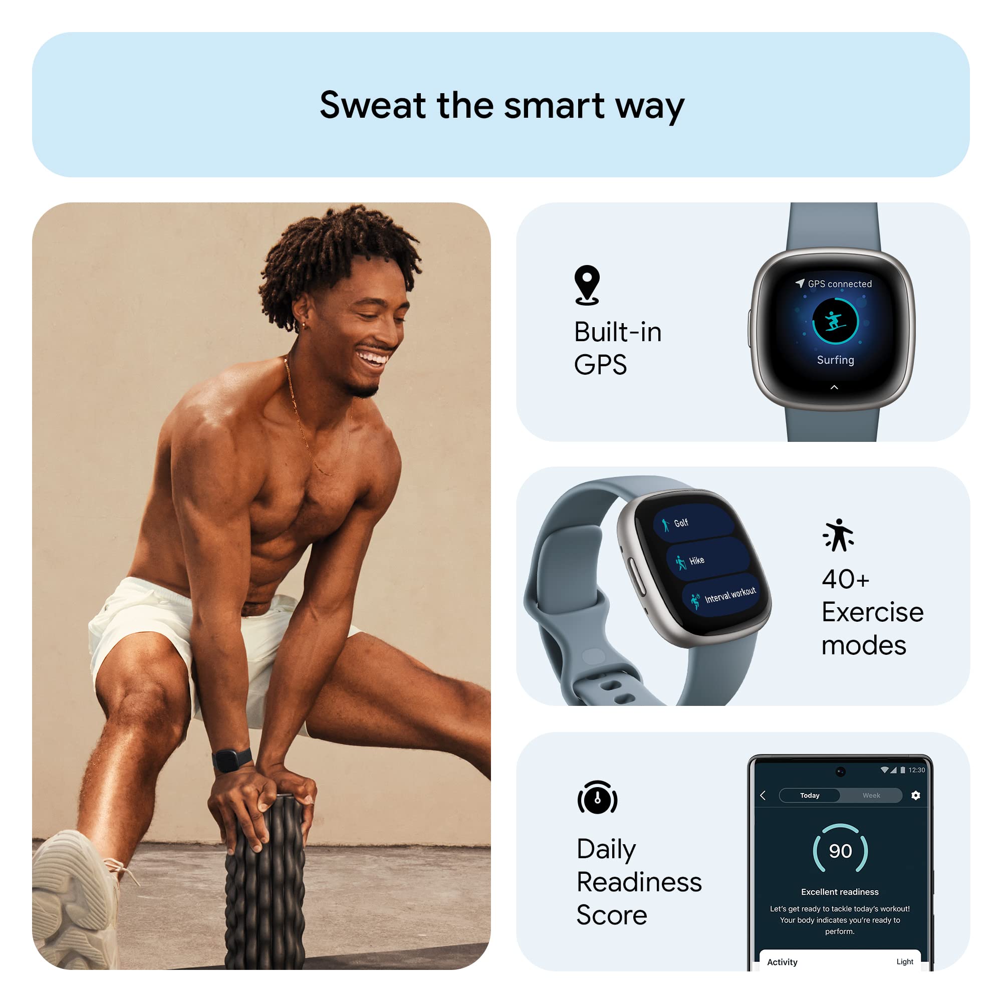 Fitbit Versa 4 Fitness Smartwatch ? Platinum ? FB523SRAG-US