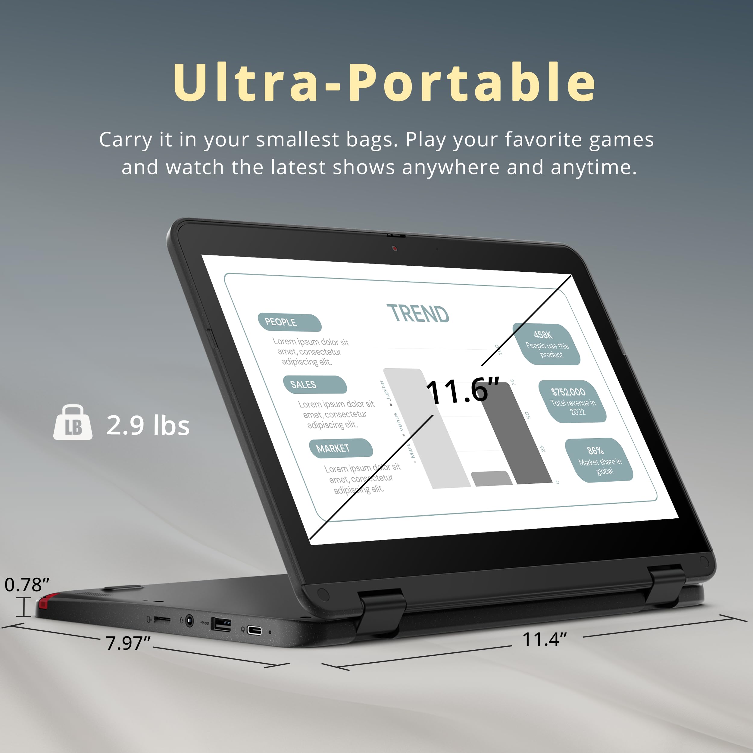 Lenovo 300e Chromebook Gen 3 - HD Touch - AMD 3015Ce - 4GB RAM - 32GB SSD - Gray - 82JAS03X00