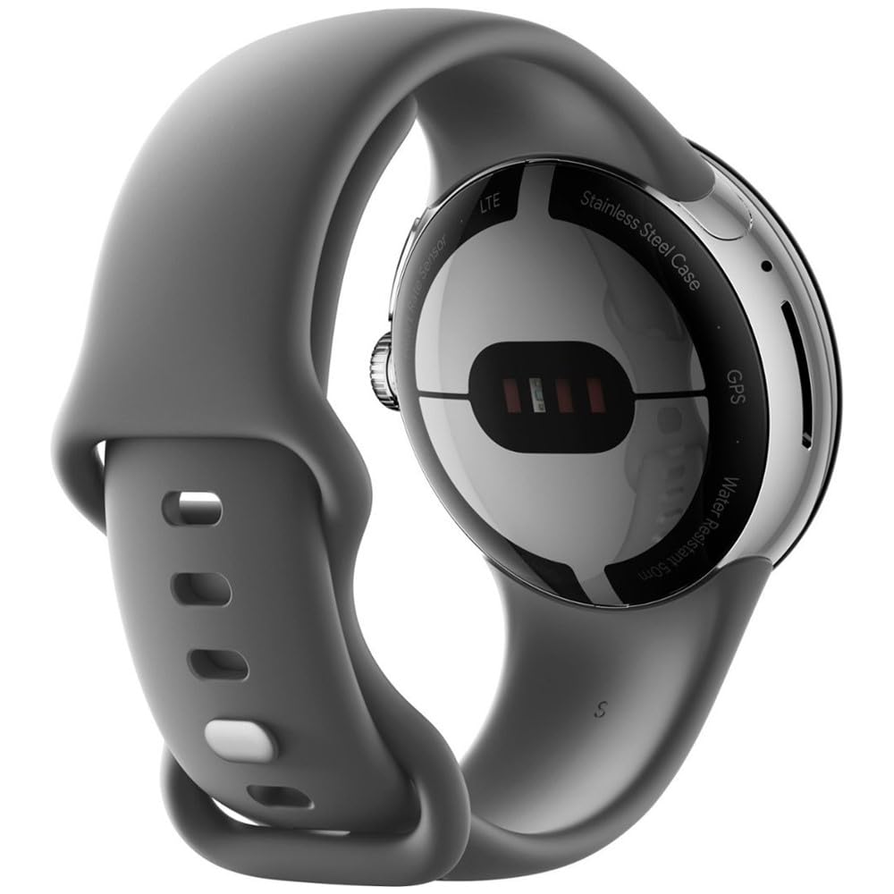 Google Pixel Watch 4G LTE 41mm Silver Stainless Steel w/ Charcoal Active Band