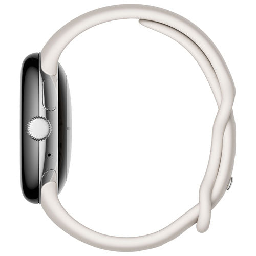 Google Pixel Watch 41mm LTE Polished Silver Stainless Steel with Chalk Band ? GA02832-US