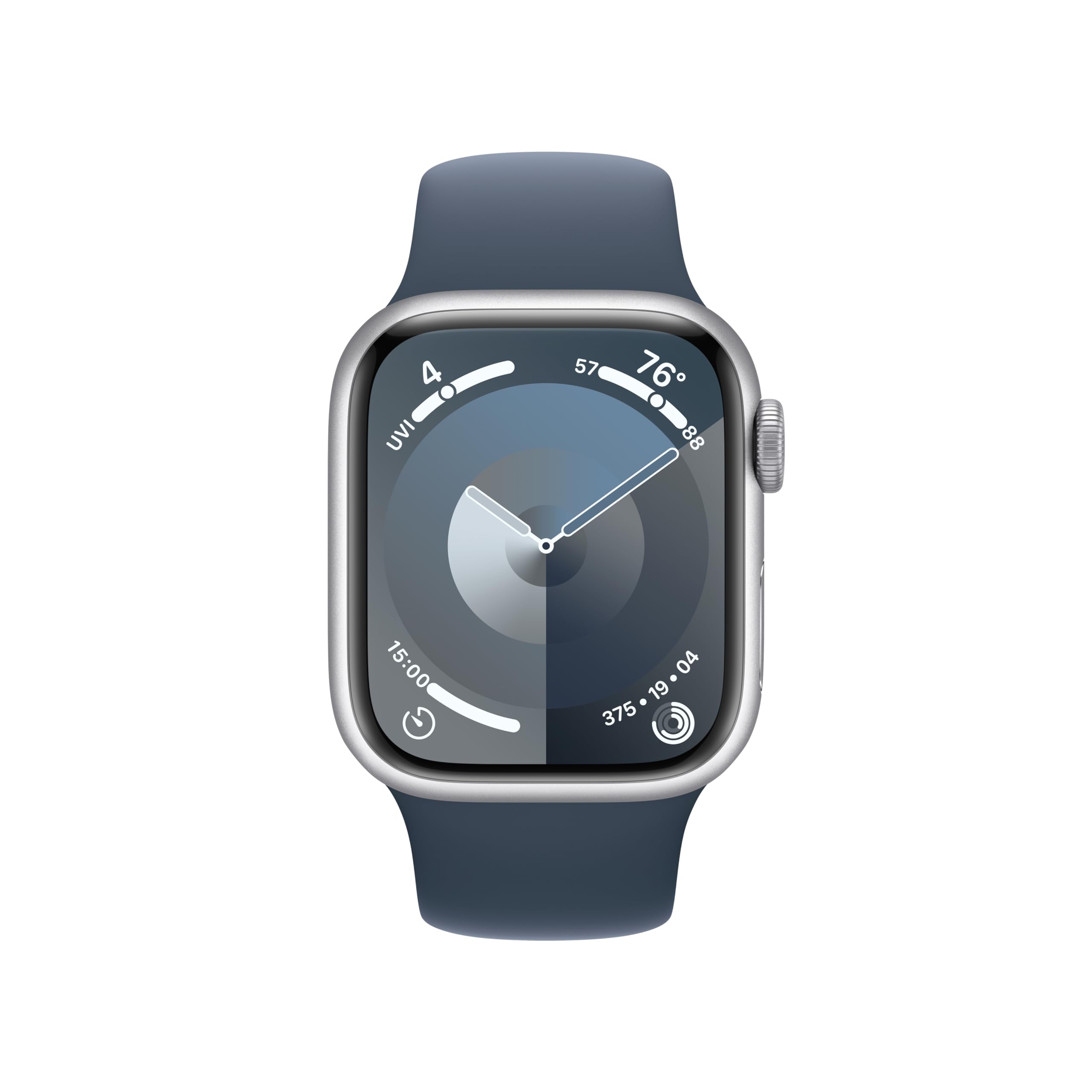 Apple Watch Series 9 (GPS) 41mm Silver Aluminum Case w/ Storm Blue Sport Band ? M/L ? MR913LW/A
