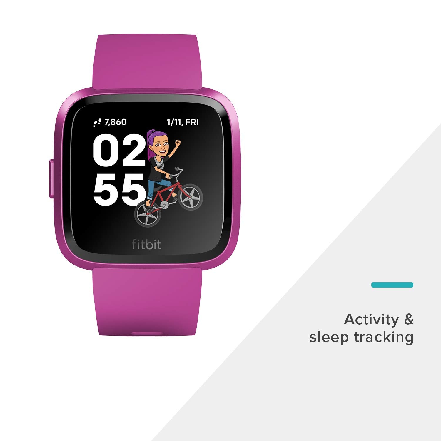 Fitbit Versa Lite Edition ? Smartwatch ? Mulberry w/ Small and Large Bands ? FB415PMPM