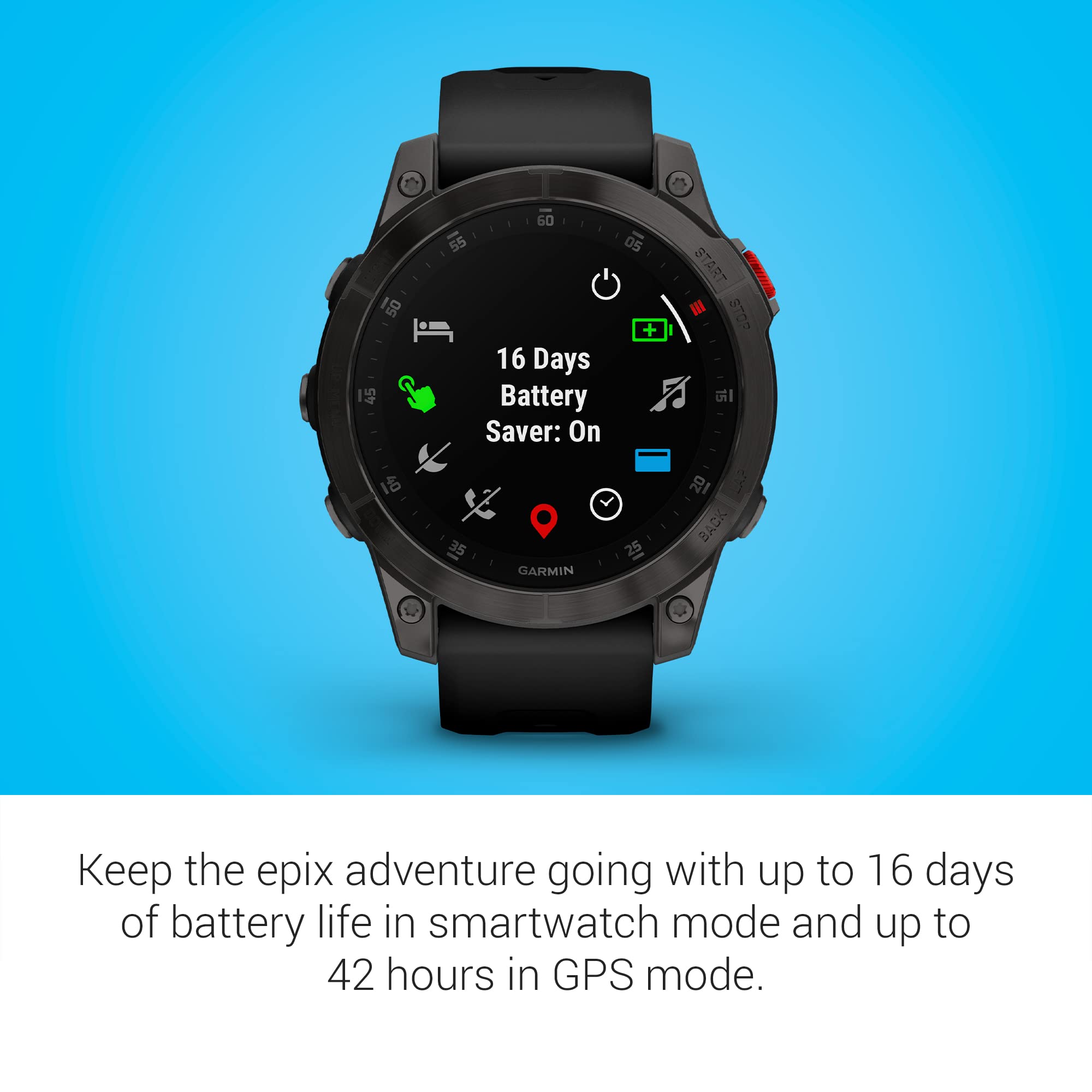 Garmin epix (Gen 2) GPS Smartwatch ? 47mm ? Fiber-Reinforced Polymer with Titanium Bezel ? 010-02582-10