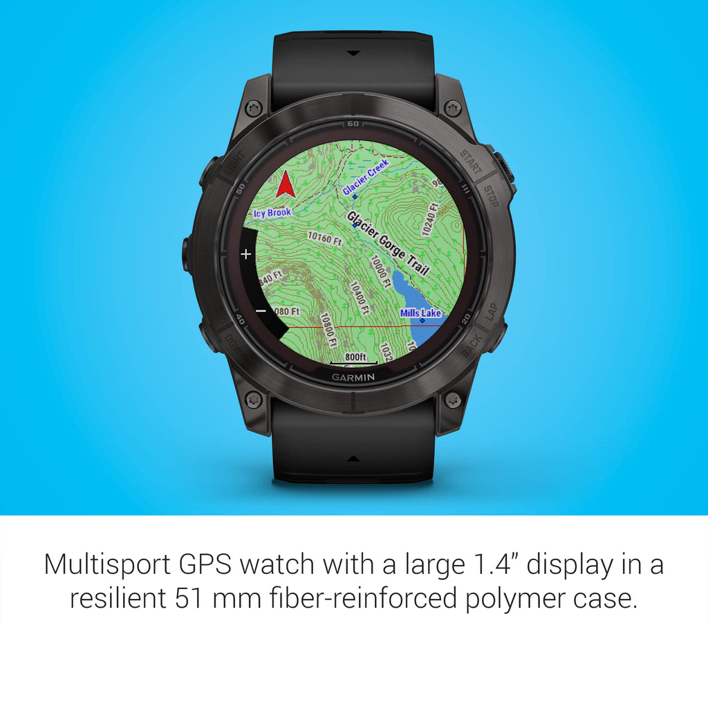 Garmin f?nix 7X Pro Sapphire Solar GPS ? Carbon Gray DLC Titanium with Black Silicone Band ? 010-02778-10