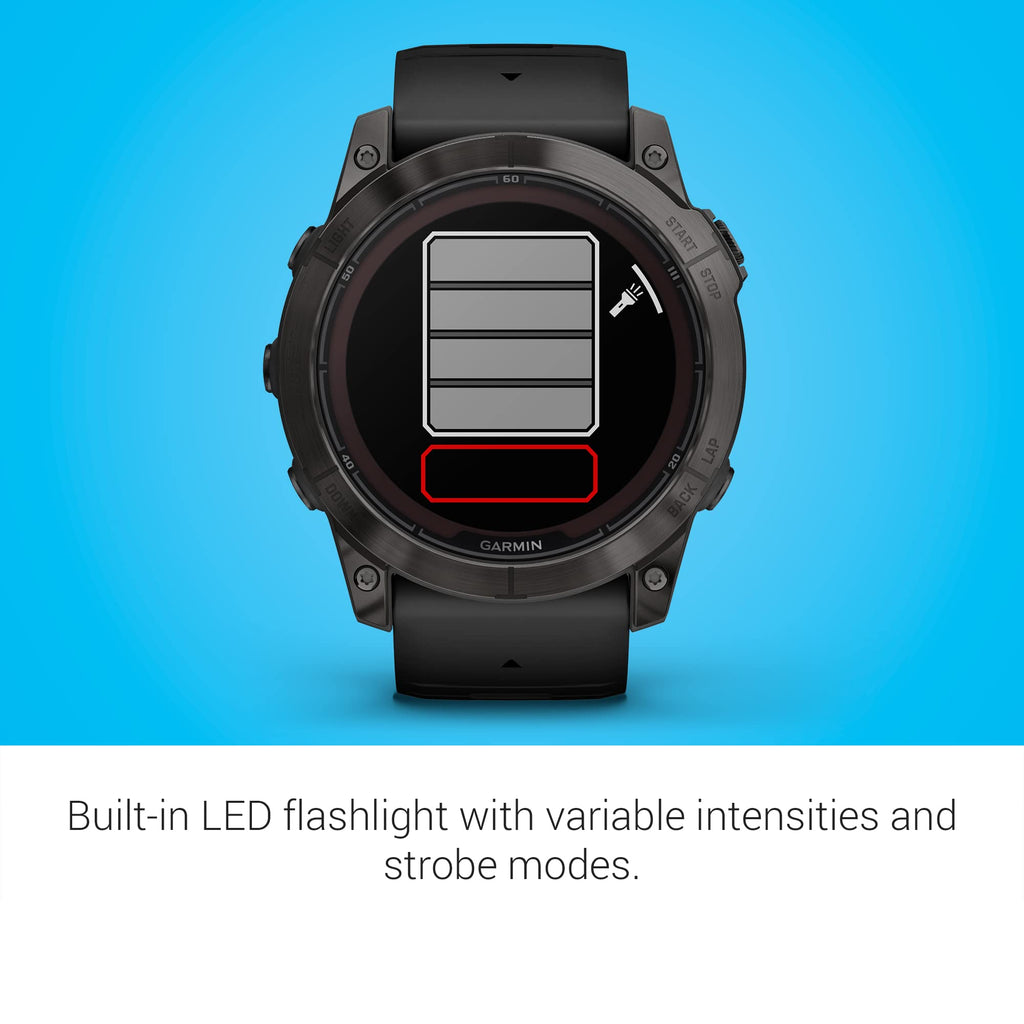 Garmin f?nix 7X Pro Sapphire Solar GPS ? Carbon Gray DLC Titanium with Black Silicone Band ? 010-02778-10