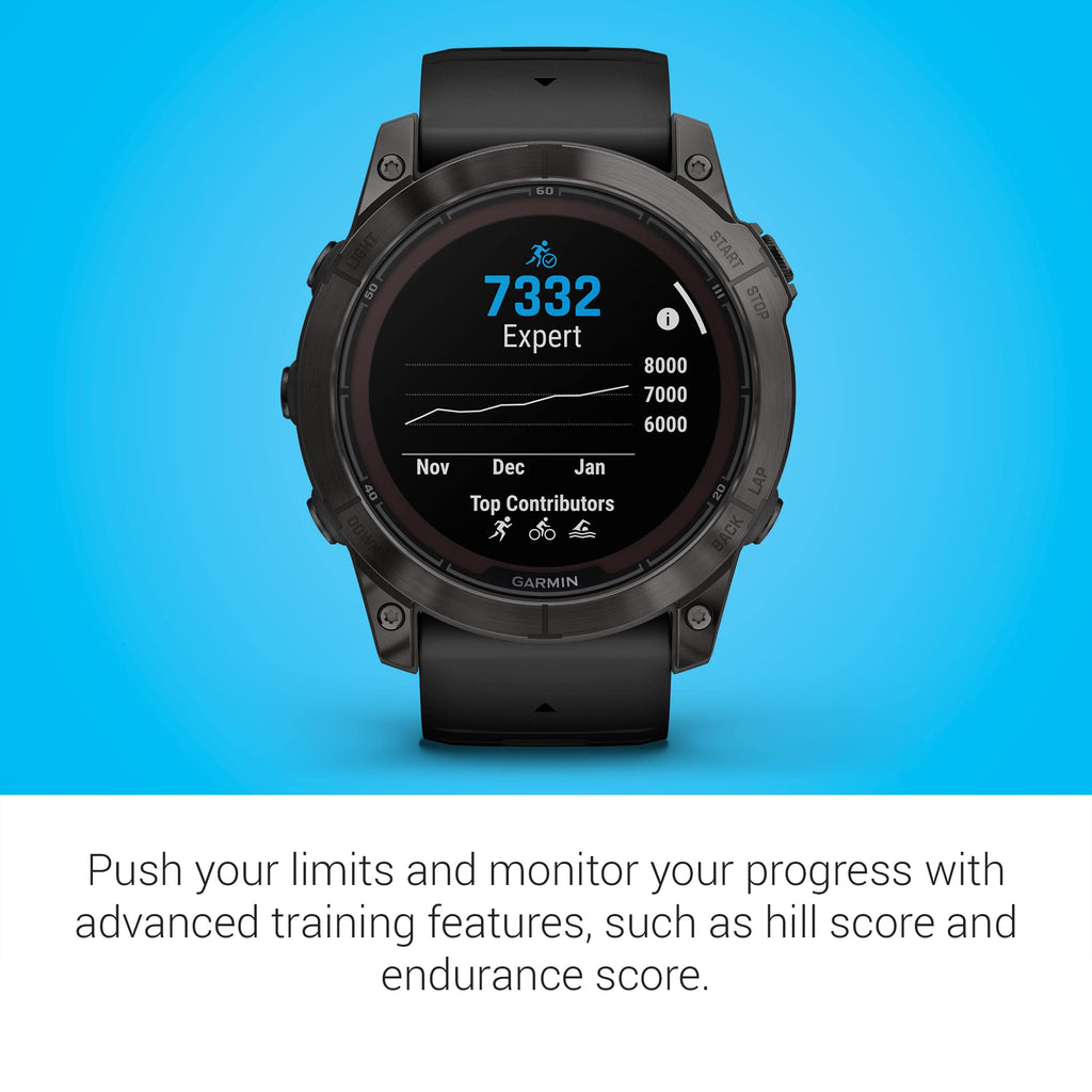 Garmin f?nix 7X Pro Sapphire Solar GPS ? Carbon Gray DLC Titanium with Black Silicone Band ? 010-02778-10