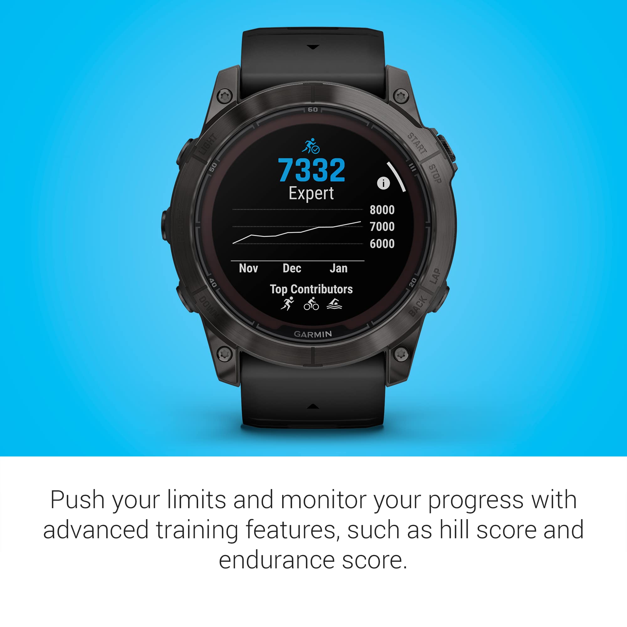 Garmin f?nix 7X Pro Sapphire Solar GPS ? Carbon Gray DLC Titanium with Black Silicone Band ? 010-02778-10