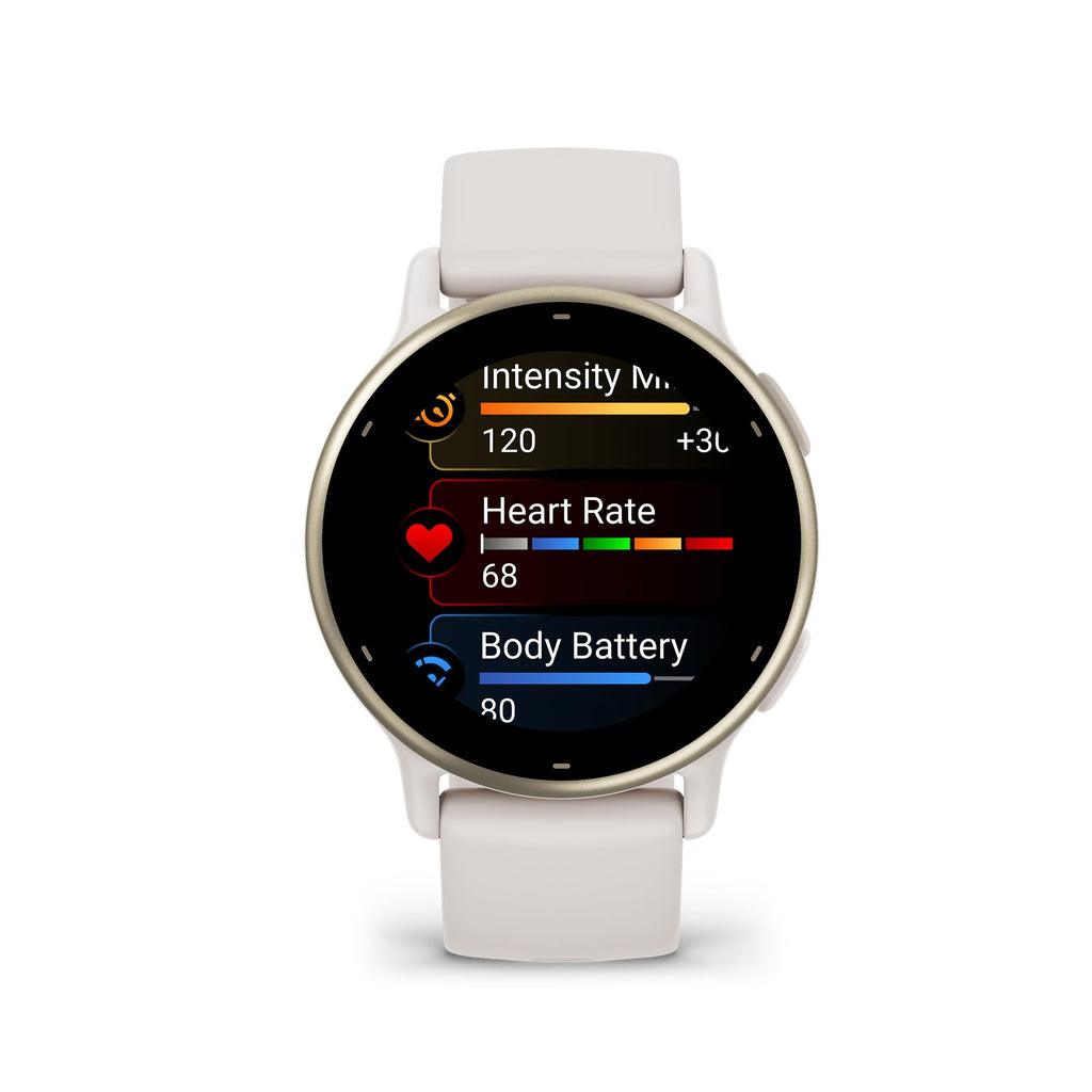 Garmin Vivoactive 5 GPS Smartwatch ? 42mm Cream Gold Aluminum with Ivory Silicone Band ? 010-02862-11