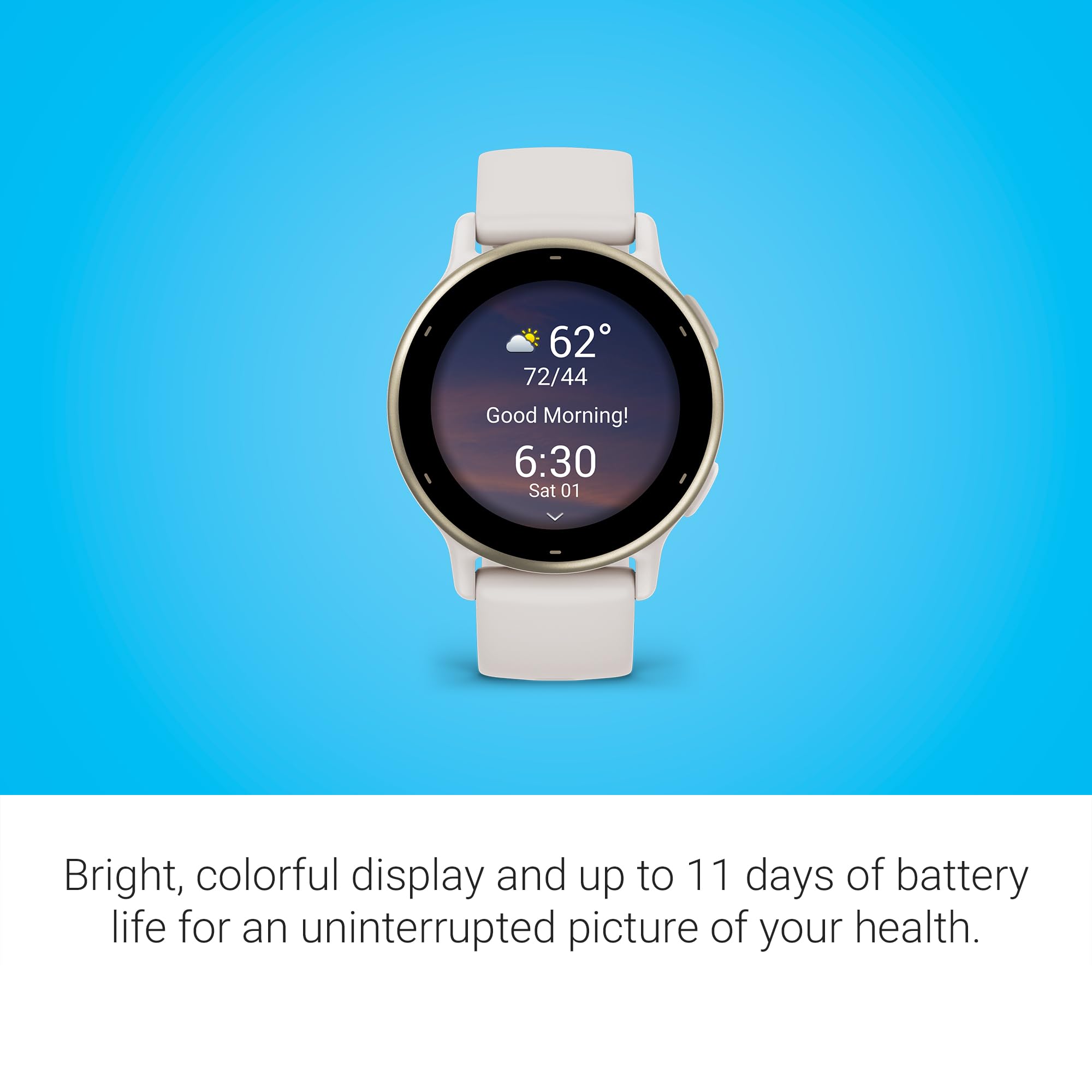 Garmin Vivoactive 5 GPS Smartwatch ? 42mm Cream Gold Aluminum with Ivory Silicone Band ? 010-02862-11