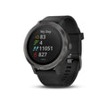 Garmin Vivoactive 3 43mm Slate Stainless Steel with Black Case w/ Black Silicone Band - 010-01769-11