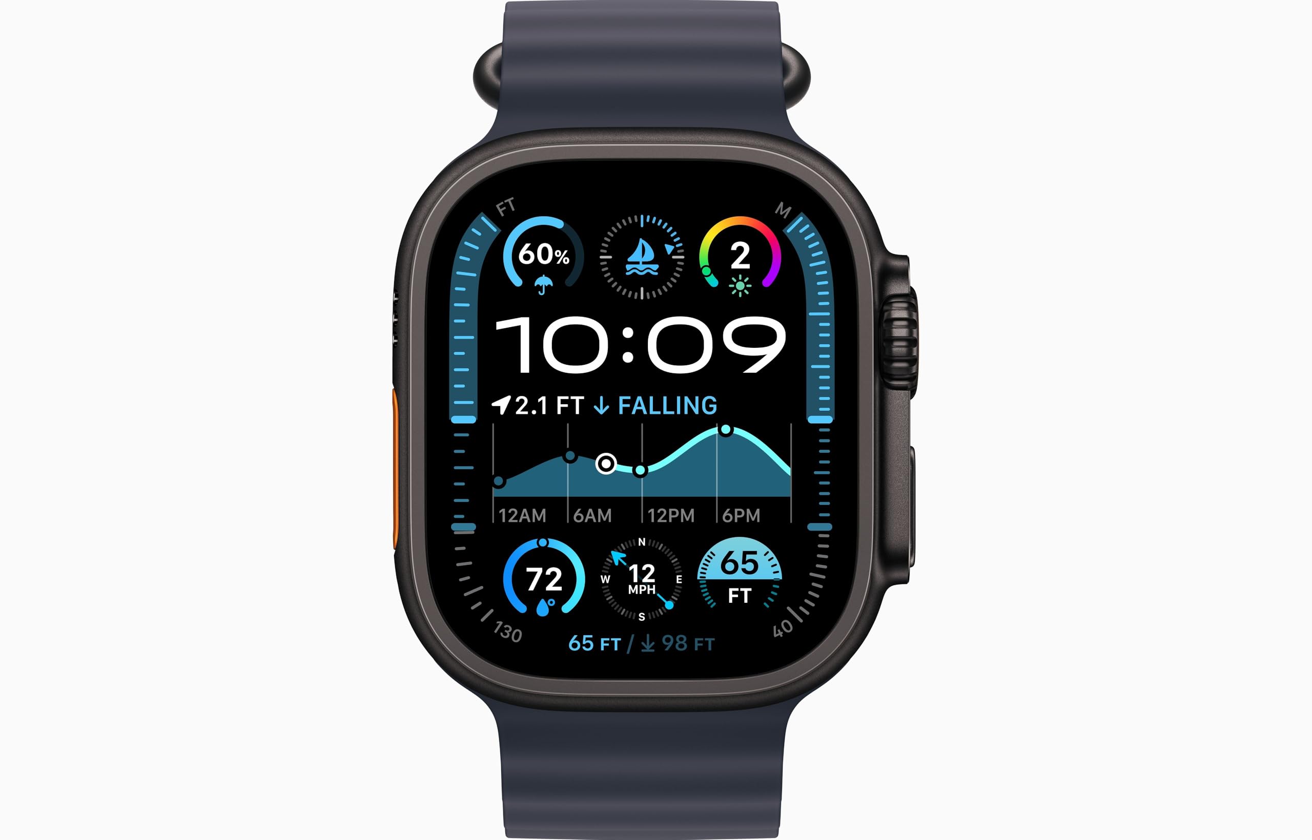 Apple Watch Ultra 2 (GPS+Cellular) 49mm Titanium Case with Black Ocean Band - Black