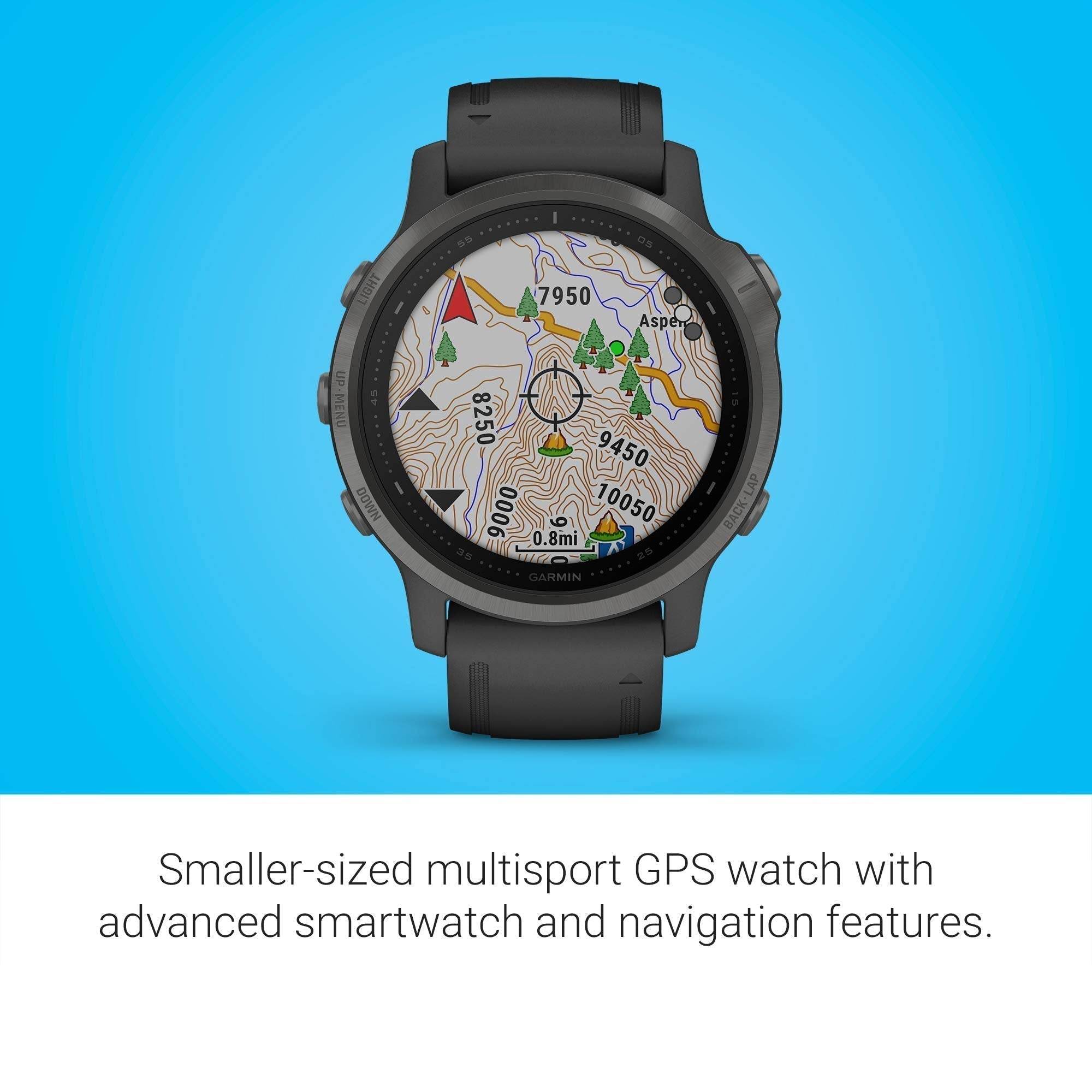 Garmin - f?nix 6S Sapphire GPS 30mm  - Carbon Gray with Black Silicone Band - 010-02159-24