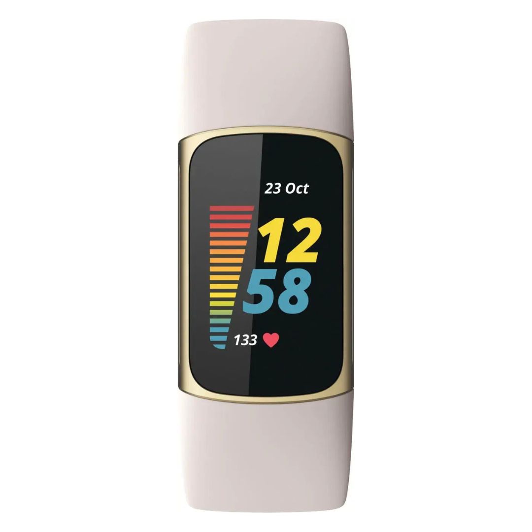 Fitbit Charge 5 ? Advanced Fitness & Health Tracker ? Soft Gold / White Band ? FB421GLWT