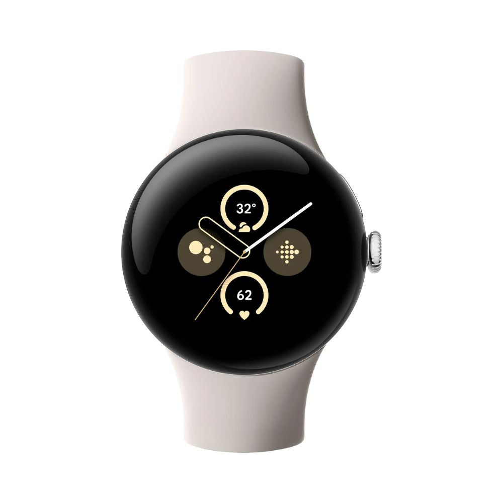 Google - Pixel Watch 2 Polished Silver Aluminum Case Smartwatch with Porcelain Active Band - Wi-Fi - GA05031-US