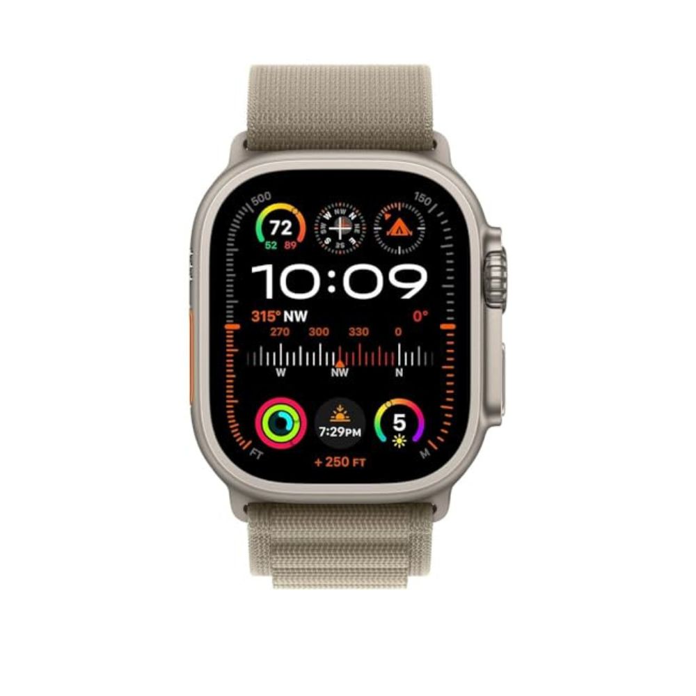 Apple Watch Ultra 2 (GPS + Cellular) 49mm Titanium Case with Olive Alpine Loop with Blood Oxygen - Medium - MREY3LL/A