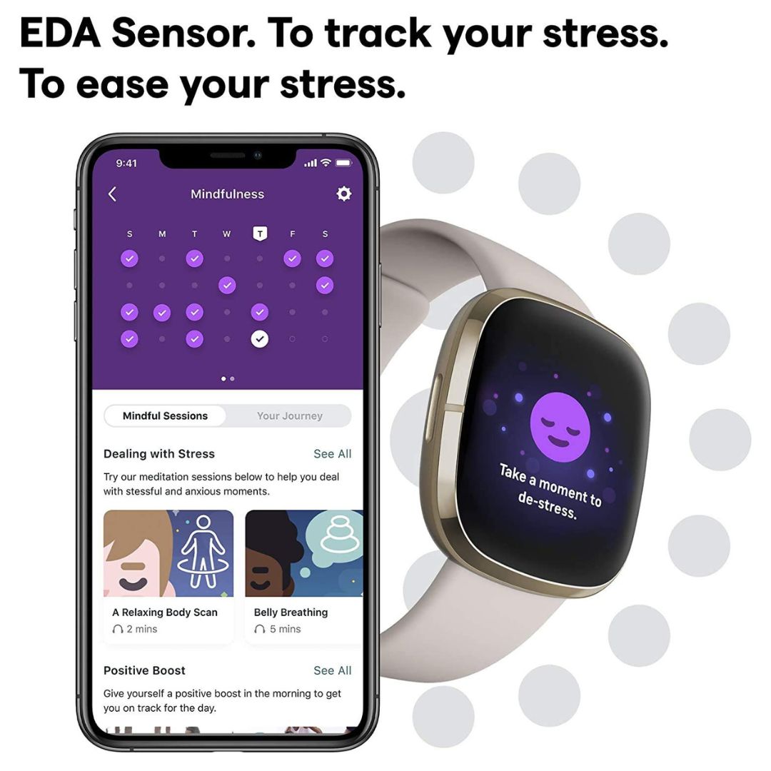 Fitbit Sense Advanced Health Smartwatch ? Soft Gold ? FB512GLWT