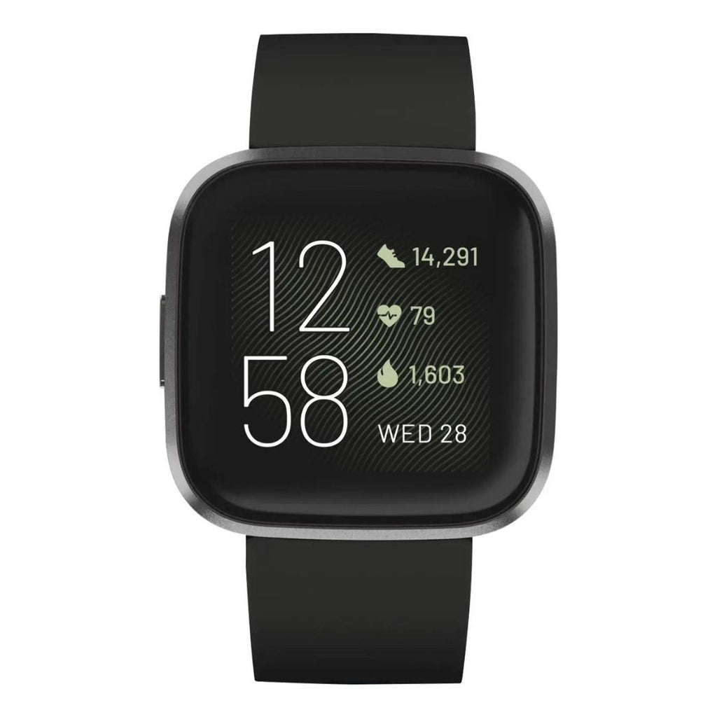 Fitbit Versa 2 - 40mm Aluminum Case - Carbon w Black Silicone Band - FB507BKBK