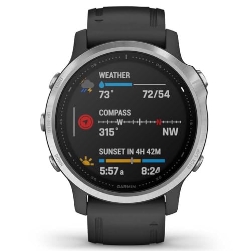 Garmin f?nix 6S GPS Smartwatch 30mm - Silver w/ Black Silicone Band - 010-02159-01