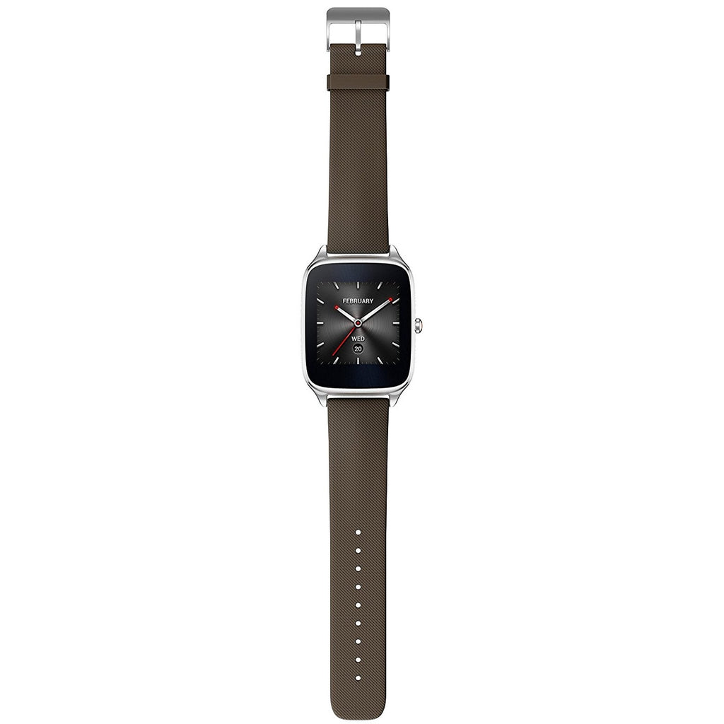 ASUS - ZenWatch 2  Smartwatch Stainless Steel plate w/ Brown band - WI501Q-1B-GB2
