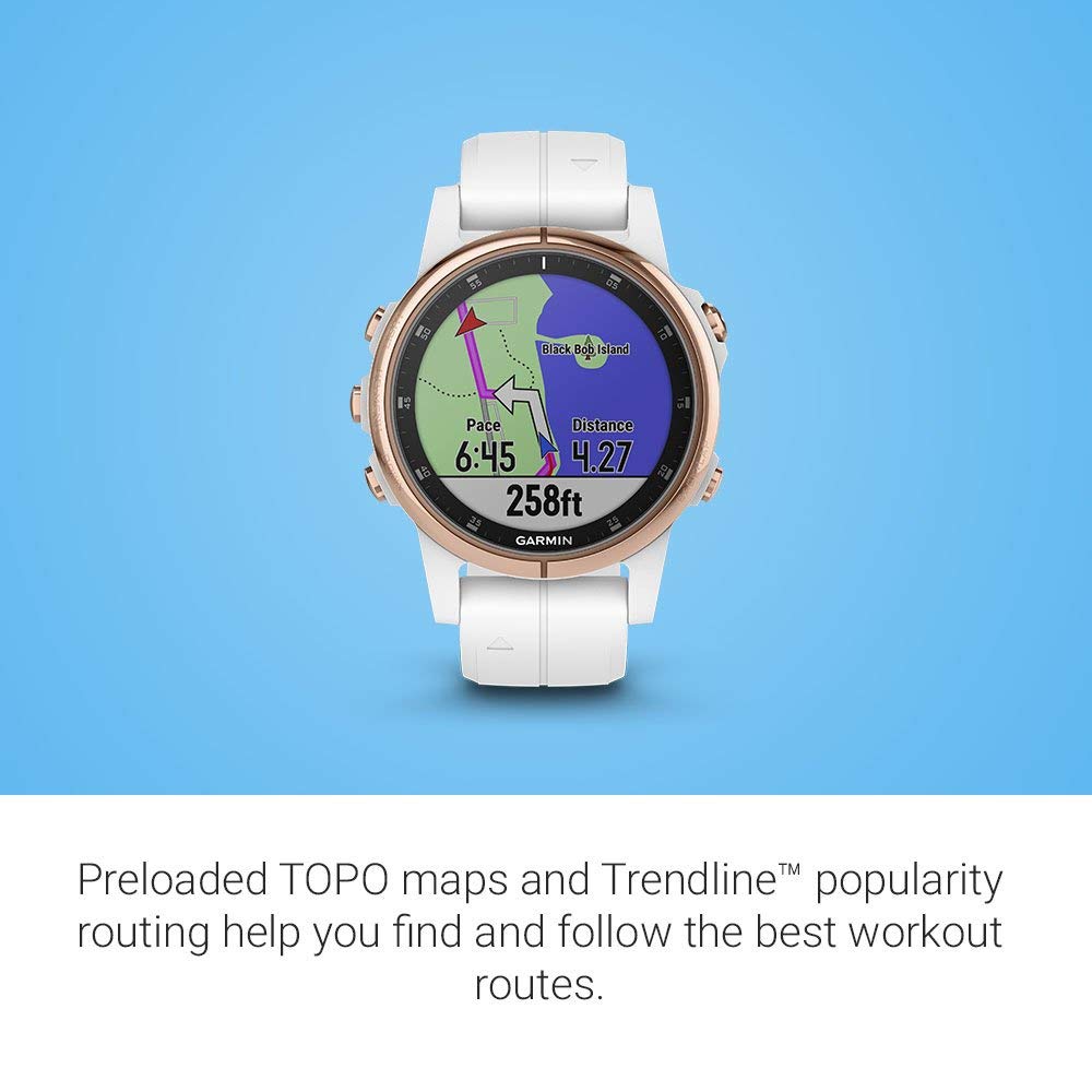 Garmin - f?nix 5S Plus Sapphire - Carrara White/Rose Gold - 010-01987-06