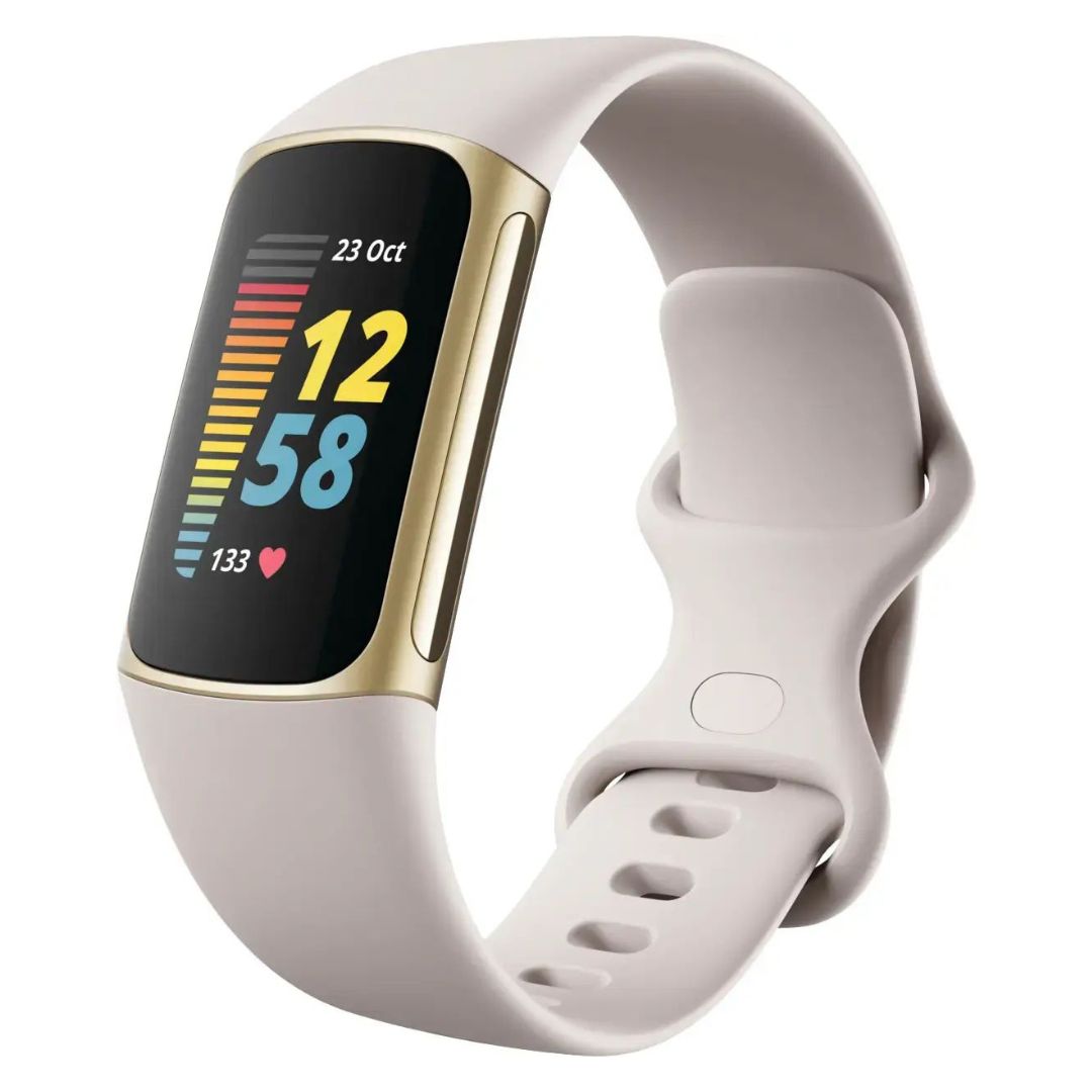 Fitbit Charge 5 ? Advanced Fitness & Health Tracker ? Soft Gold / White Band ? FB421GLWT