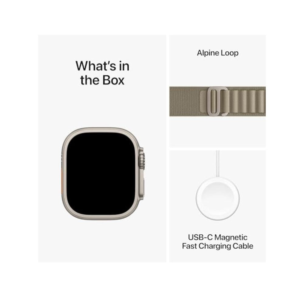 Apple Watch Ultra 2 (GPS + Cellular) 49mm Titanium Case with Olive Alpine Loop with Blood Oxygen - Medium - MREY3LL/A
