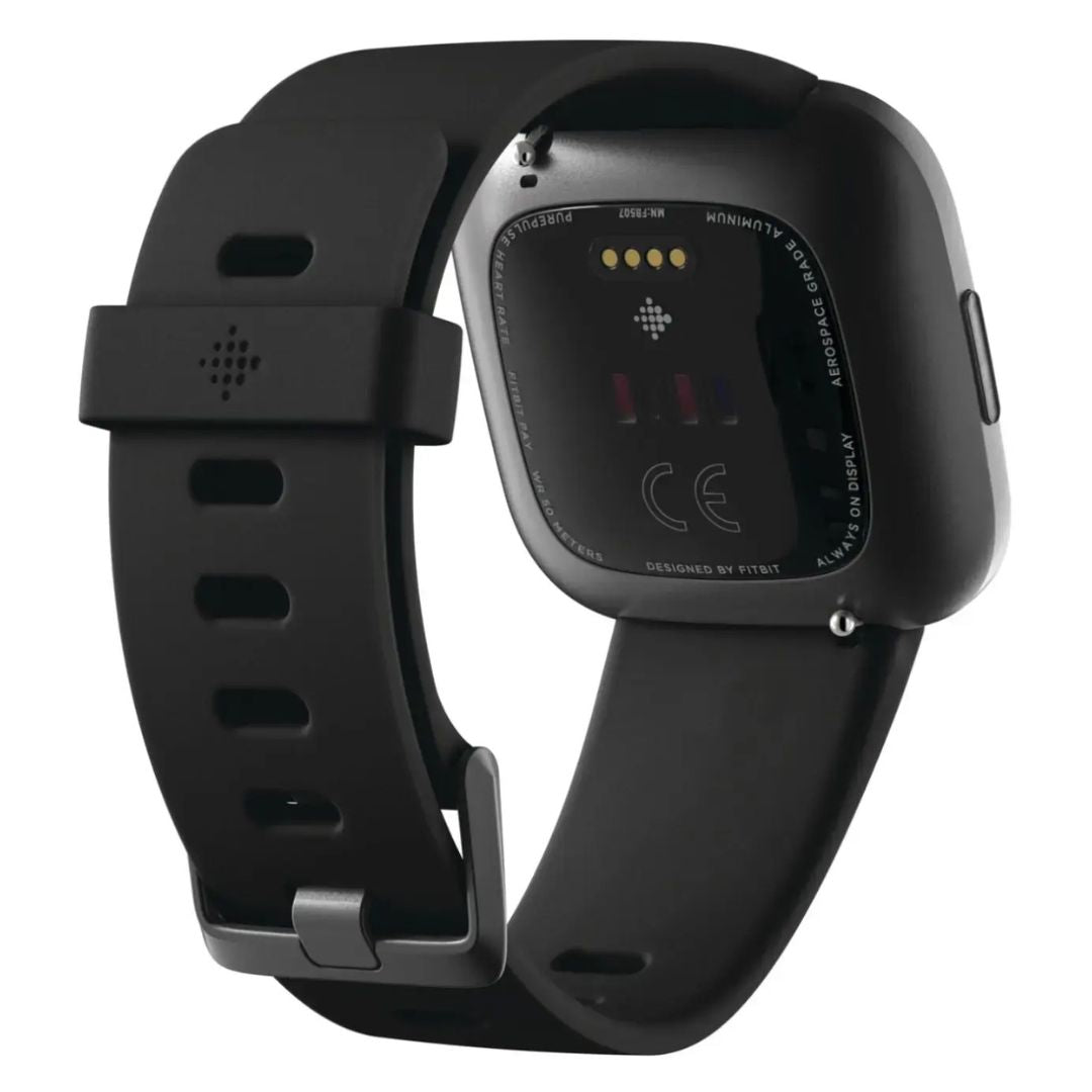Fitbit Versa 2 - 40mm Aluminum Case - Carbon w Black Silicone Band - FB507BKBK